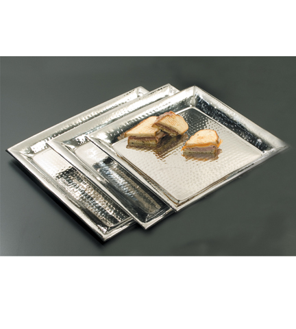 Stainless Steel Square Hammered Tray 22" Sq.